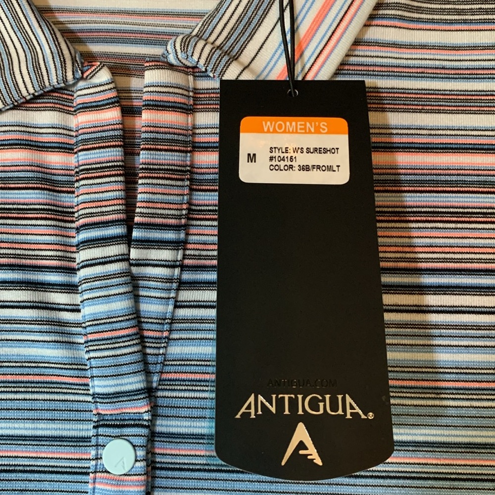 NWT Antigua Desert Dry Golf Polo Top, Multicolor Striped, Women’s Size M - Picture 11 of 16